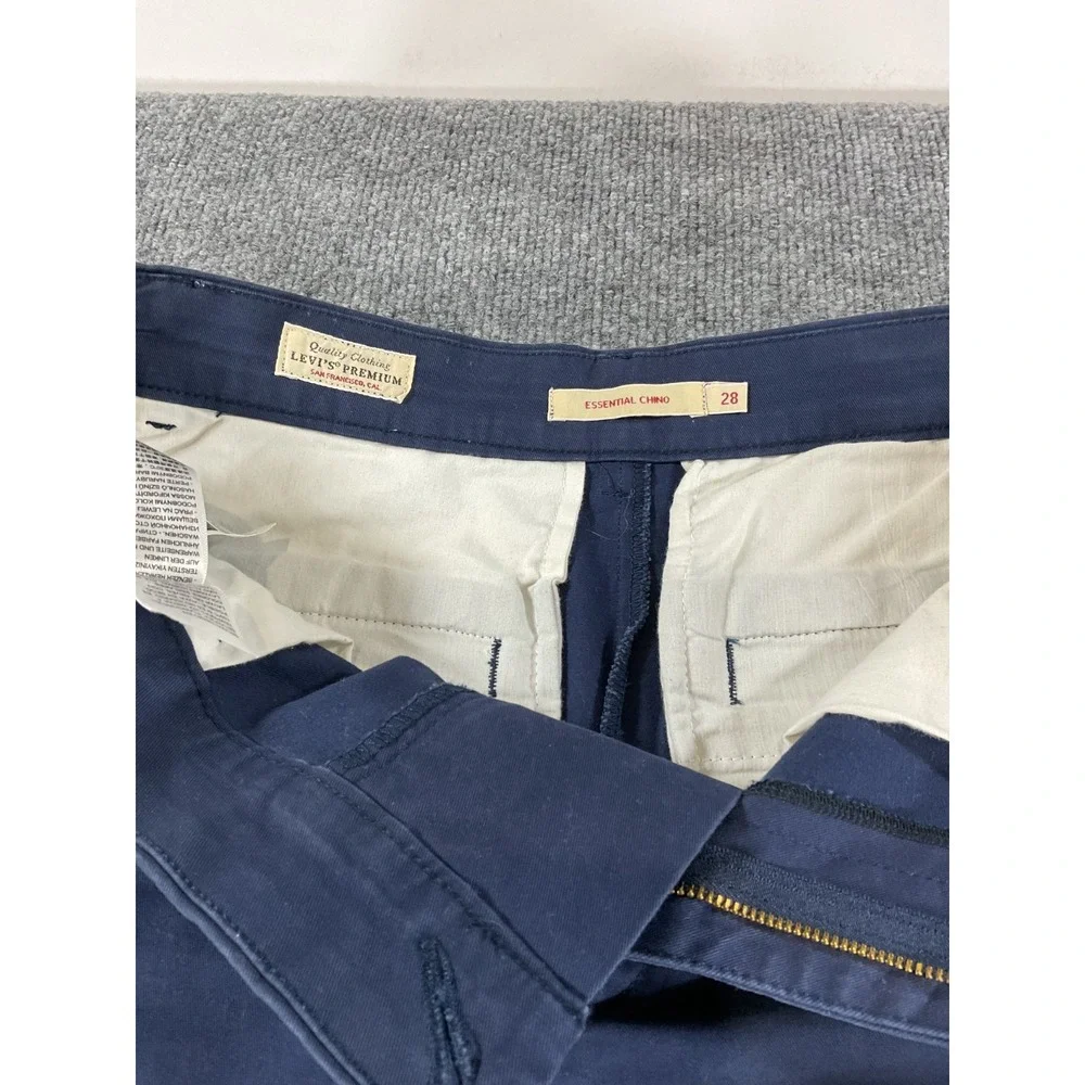 Levis Premium Essential Chino Pants Mens 28x29 Slim Fit Navy Blue Stretch Casual